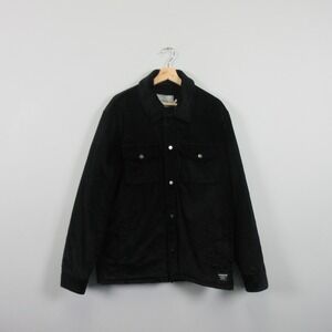 HUDSON Men Black Corduroy Snap Front Jacket Style Quilted Lined Shacket Size M